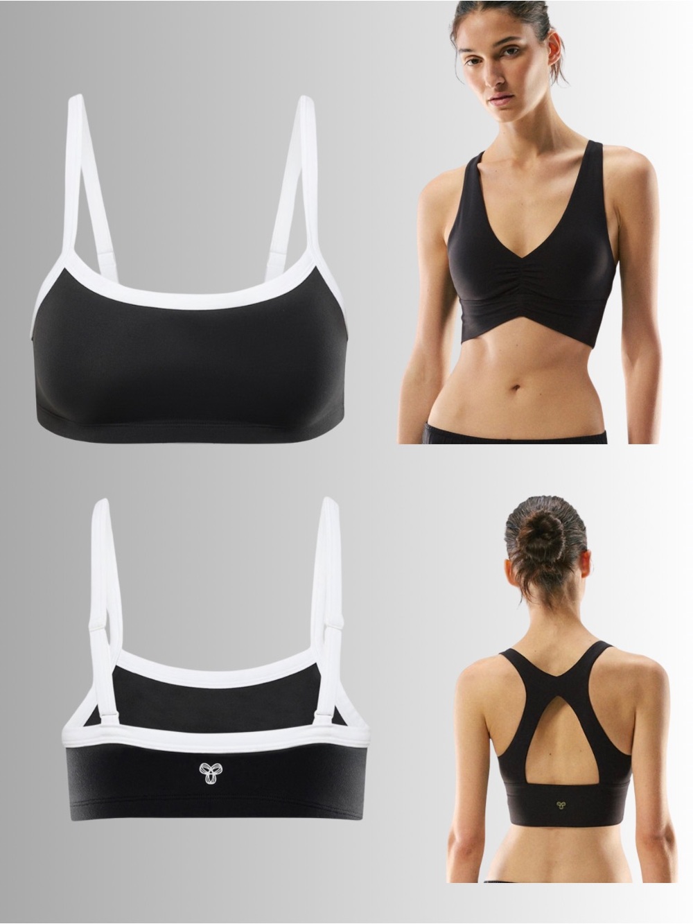 Aritzia Black Sports Bralette with White Trim
